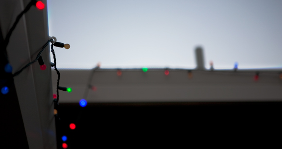 Christmas Lights on Gutters Photonic, sonic goodness through rainwater diversion? Maybe!